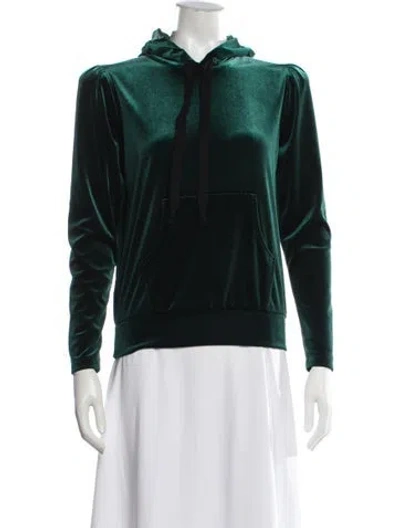 Pre-owned Pnina Tornai Velvet Crew Neck Hoodie In Green