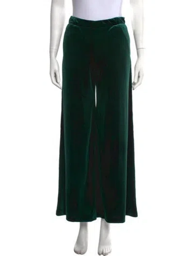 Pre-owned Pnina Tornai Velvet Wide Leg Pants In Black/green