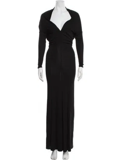 Pre-owned Pnina Tornai V-neck Long Dress In Black