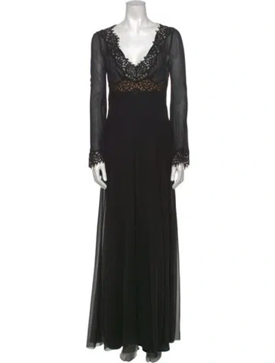 Pre-owned Pnina Tornai V-neck Long Dress In Black