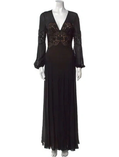 Pre-owned Pnina Tornai V-neck Long Dress In Black