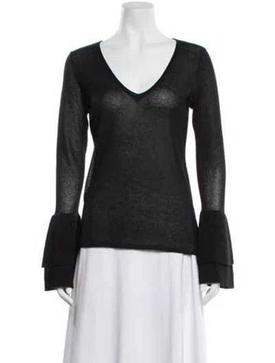 Pre-owned Pnina Tornai V-neck Long Sleeve Top In Multi