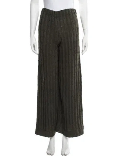 Pre-owned Pnina Tornai Wool Wide Leg Pants In Green