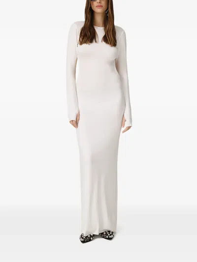 Pnk Backless Slit Maxi Dress In White