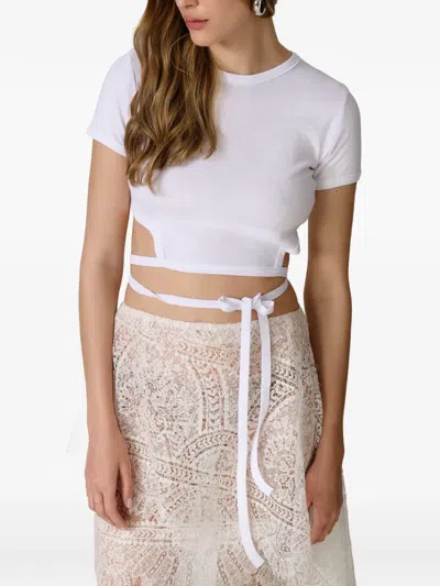 Pnk Cut-out Wrap-around T-shirt In White