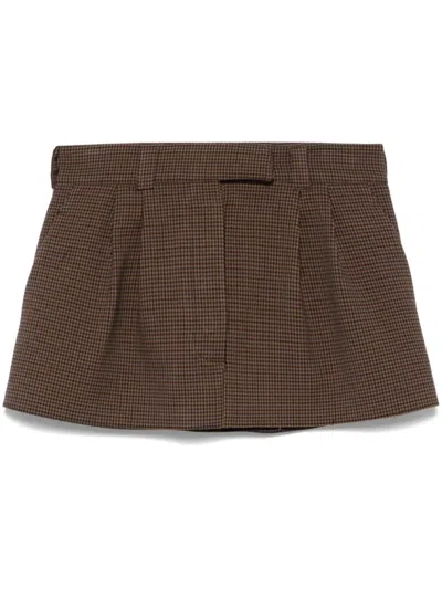 Pnk Dogtooth-pattern Mini Skirt In Brown