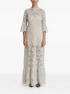 Pnk Flared-sleeve Lace Maxi Dress In Neutral