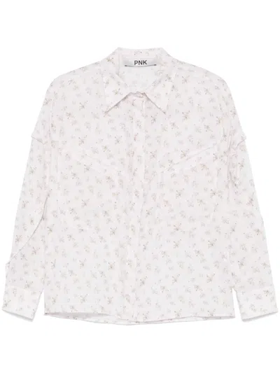 Pnk Floral-print Blouse In White