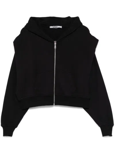 Pnk Fold-detail Hoodie In Black