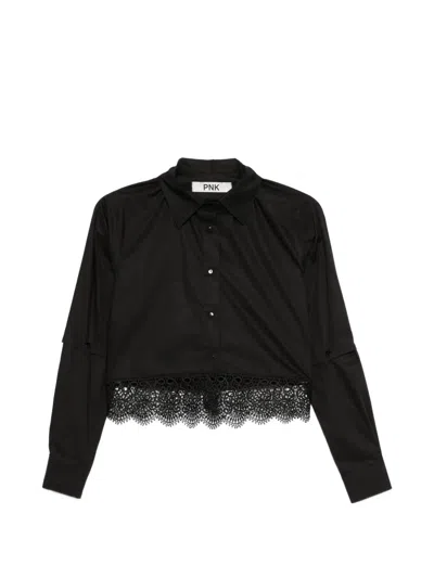 Pnk Lace Panel Shirt In Black