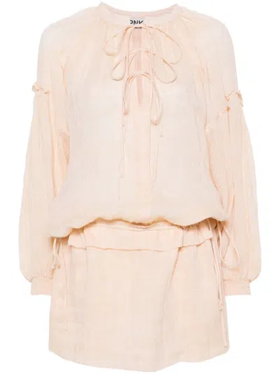 Pnk Linen Mini Dress In Orange