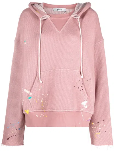 Pnk Paint-splatter Oversized Cotton Hoodie In Pink