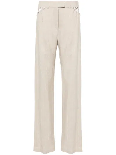 Pnk Pinstriped Tapered Trousers In Neutrals