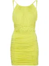 Pnk Ruched-detail Jersey Minidress In Green
