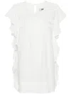 Pnk Ruffled Cotton Mini Dress In White