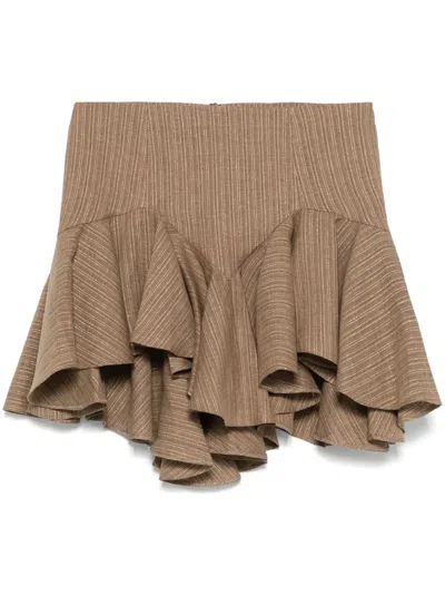 Pnk Ruffled Mini Skirt In Brown