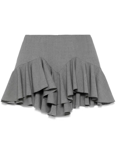 Pnk Ruffled Mini Skirt In Grey