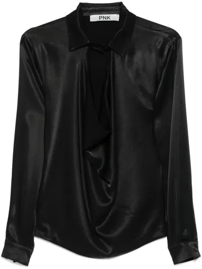 Pnk Satin Blouse In Black
