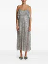 Pnk Sequin Ruffled Midi Dress In Silver