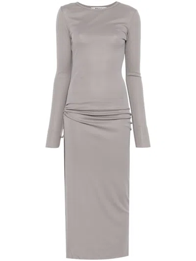 Pnk Side-slit Maxi Dress In Grey