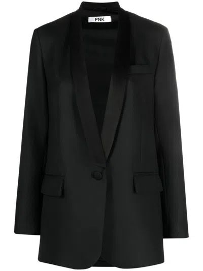 Pnk Single-breasted Wool Blazer In Black
