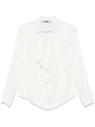 Pnk Wrap-effect Blouse In White