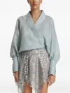 Pnk Wrap Long-sleeve Top In Blue