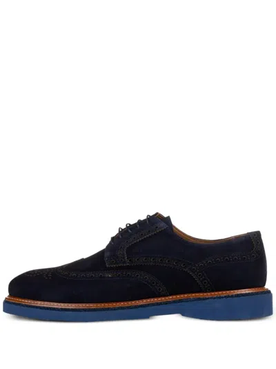 Poche Paris Benoit Brogue Suede Loafers In Blue