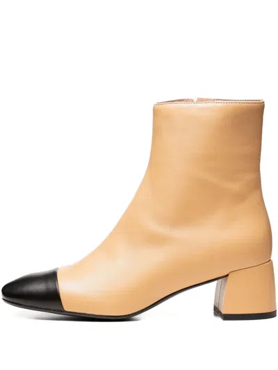 Poche Paris Block-heel Cap-toe Boots In Neutral