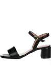 Poche Paris Block-heel Leather Sandals In Black