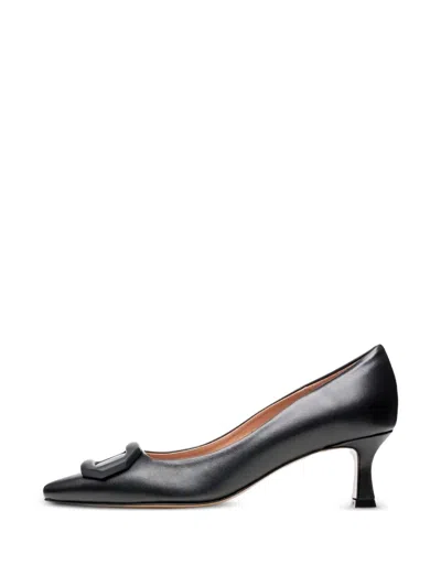 Poche Paris Buckle Pointed Pumps In Black