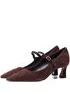 Poche Paris Buckle-strap Heeled Pumps In Brown