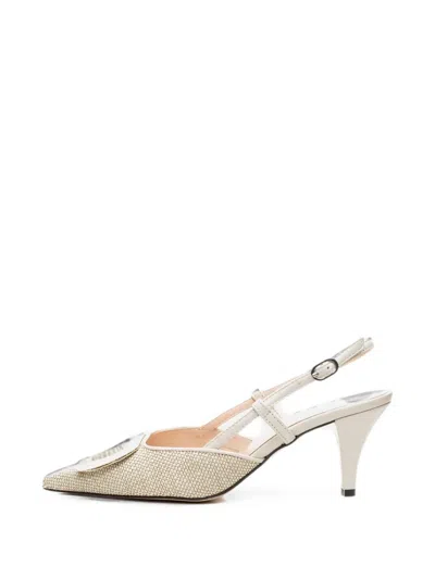 Poche Paris Buckle-detail Textured-finish Sandals In Neutrals