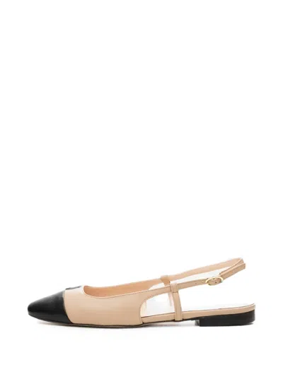 Poche Paris Cap-toe Slingback Sandals In Neutral