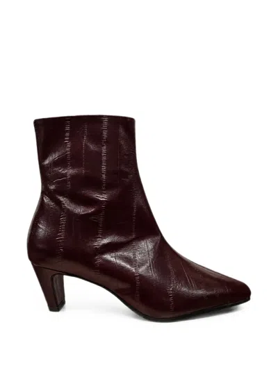 Poche Paris Cipele Croc-effect Ankle Boots In Red