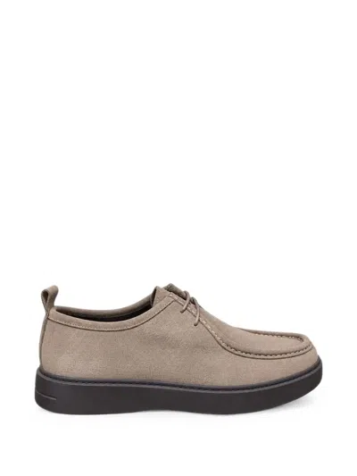 Poche Paris Cipele Lace-up Suede Loafers In Brown