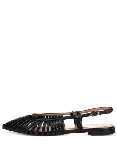 Poche Paris Corinne Slingback Flat Sandals In Black