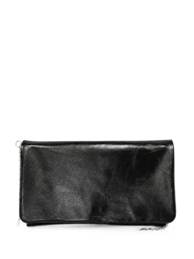 Poche Paris Crinkled-effect Chain-link Clutch Bag In Schwarz