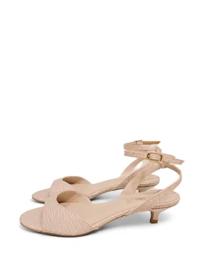 Poche Paris Croc-effect Ankle-strap Sandals In Neutral