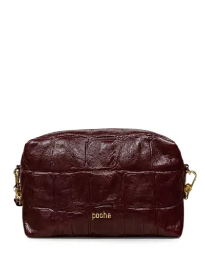 Poche Paris Croc-effect Leather Clutch Bag In Red