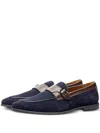 Poche Paris Decorative Buckle-strap Loafers In Blue