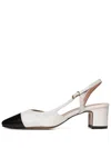 Poche Paris Edith Two-tone Slingback Pumps In White