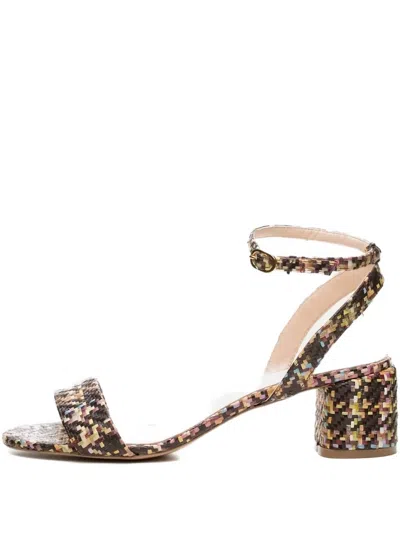 Poche Paris Geometric-patterned Block-heel Sandals In Black