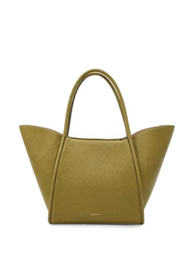 Poche Paris Grainy Leather Tote Bag In Grün