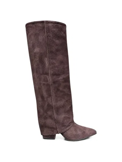 Poche Paris Čizme Pointed-toe Gaiter-style Boots In Brown