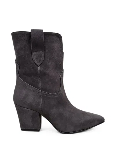 Poche Paris Čizme Pointed-toe Suede Cowboy Boots In Gray