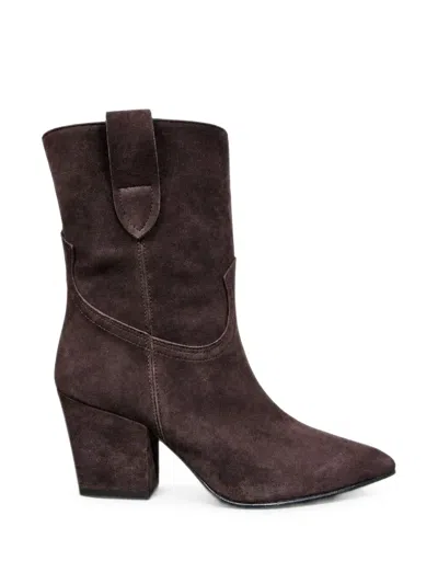 Poche Paris Čizme Suede Cowboy Boots In Brown