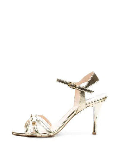 Poche Paris Knotted Metallic Sandals In Gold