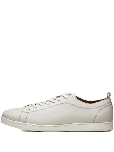 Poche Paris Lace-up Leather Sneakers In White