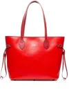 Poche Paris Leather Drawstring Tote Bag In Red